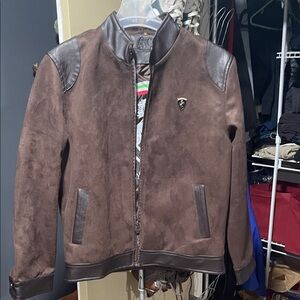 Brown Suede Bomber Jacket